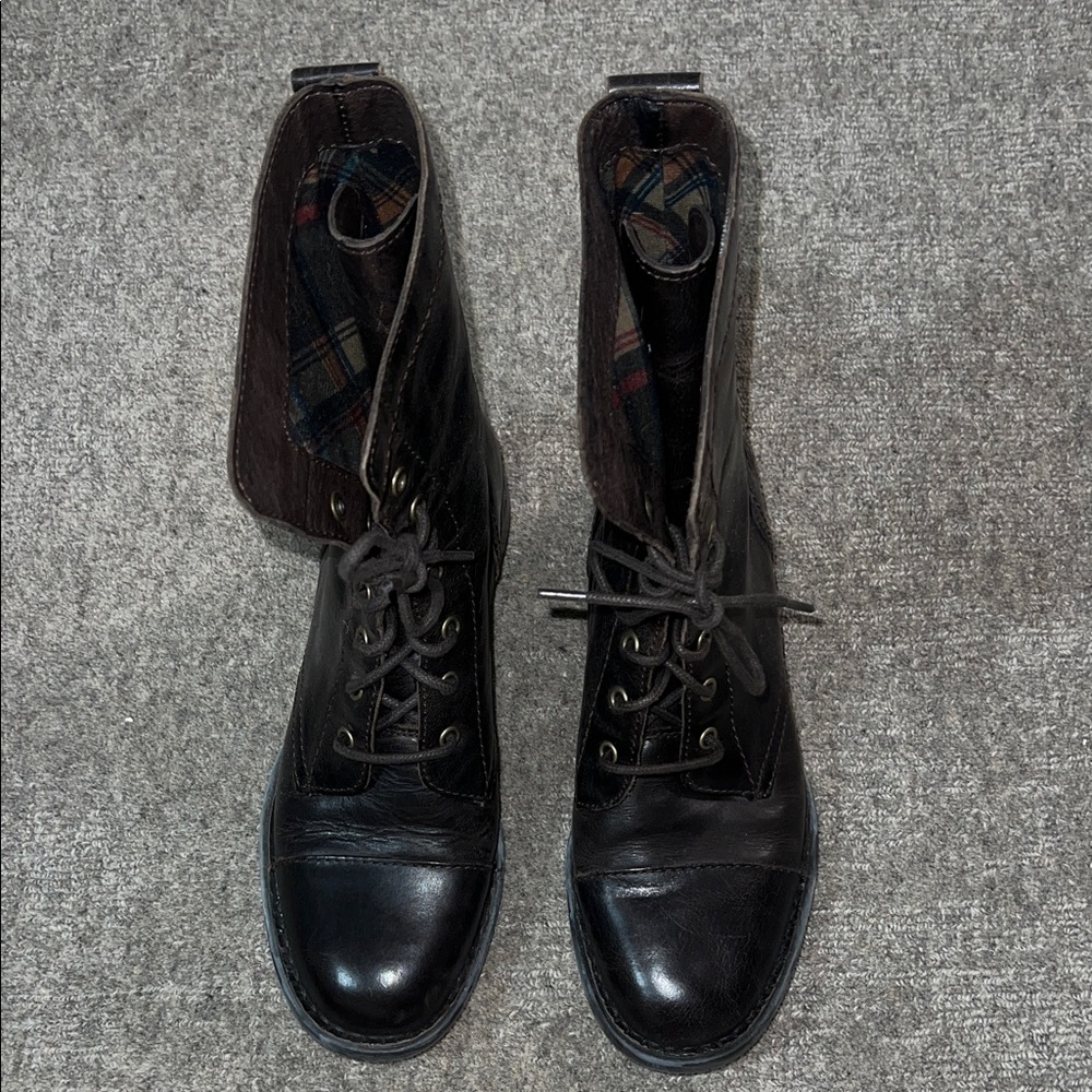 Born Black Leather Combat Boots - Picture 4 of 6